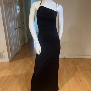 90'S VINTAGE VERSUS BY VERSACE JERSEY RHINESTONE TRIM GOWN SIZE 40 / 6 US